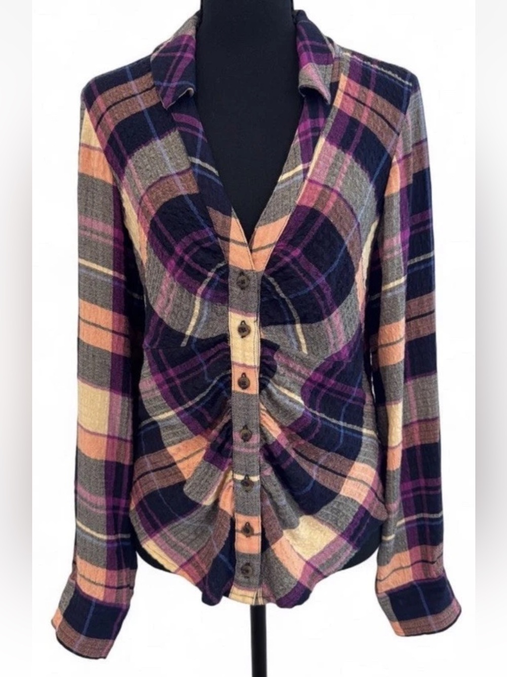 Pilcro, Small, Excellent condition Plaid Button-Front Long Sleeve Top..